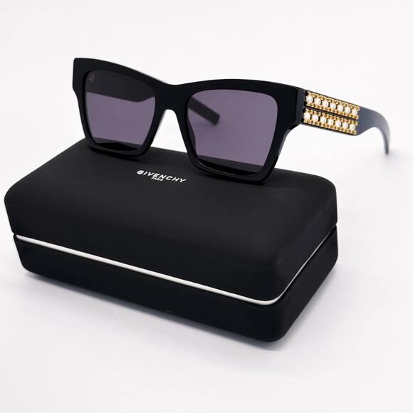 New! Givenchy Elegant Black Sunglasses with Crystals, GV40076I 01A, Authentic main image 7